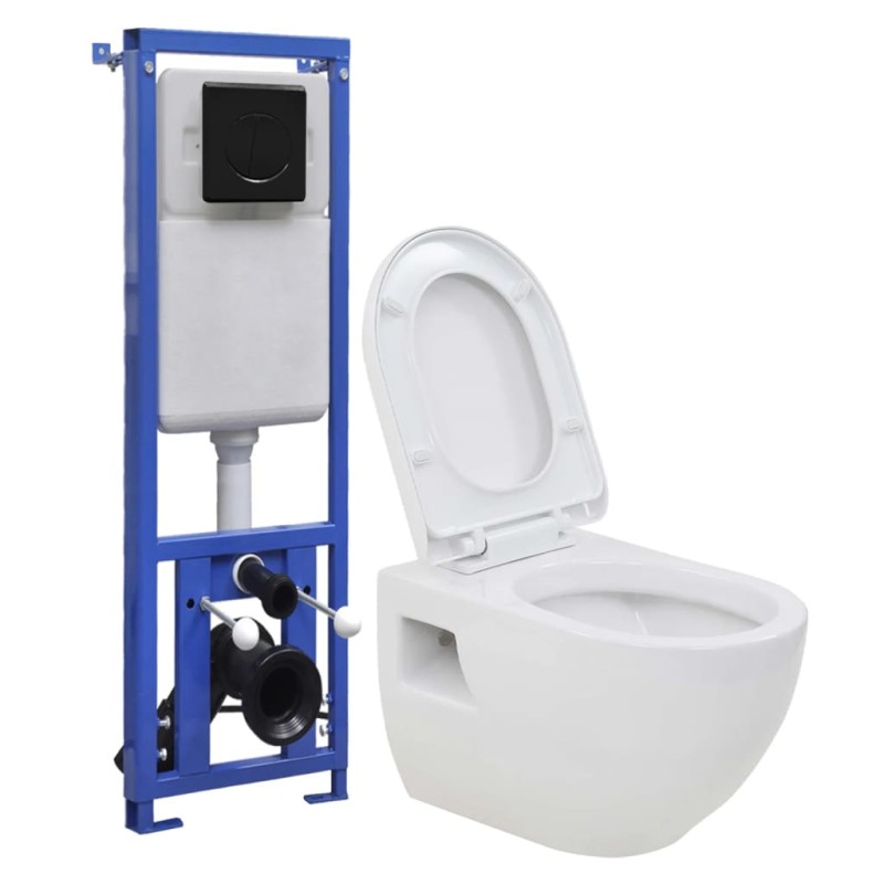 vidaXL Hänge-Toilette mit Unterputzspülkasten Keramik vidaXL Hänge-Toilette mit Unterputzspülkasten Keramik