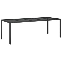 vidaXL Gartentisch Schwarz 250x100x75 cm Gehärtetes Glas Poly Rattan