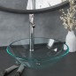 vidaXL Waschbecken mit Wasserhahn und Ablaufgarnitur aus gehärtetem Klarglas vidaXL Waschbecken mit Wasserhahn und Ablaufgarnitur aus gehärtetem Klarglas