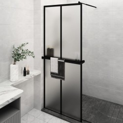 vidaXL Duschwand mit Ablage für Walk-In-Dusche Schwarz 80x195 cm ESG