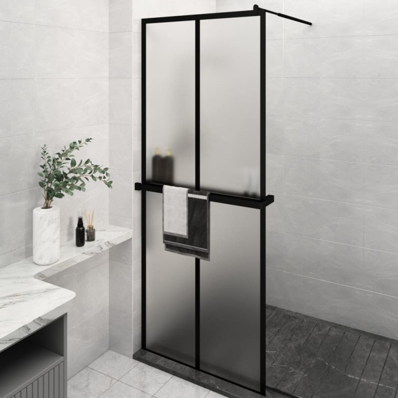 vidaXL Duschwand mit Ablage für Walk-In-Dusche Schwarz 80x195 cm ESG vidaXL Duschwand mit Ablage für Walk-In-Dusche Schwarz 80x195 cm ESG