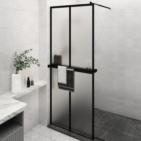 vidaXL Duschwand mit Ablage für Walk-In-Dusche Schwarz 80x195 cm ESG