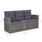 6-tlg. Garten-Lounge-Set mit Auflagen Poly Rattan Grau 6-tlg. Garten-Lounge-Set mit Auflagen Poly Rattan Grau