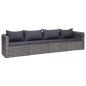 4-tlg. Garten-Sofagarnitur mit Kissen Grau Poly Rattan 4-tlg. Garten-Sofagarnitur mit Kissen Grau Poly Rattan