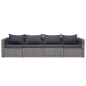 4-tlg. Garten-Sofagarnitur mit Kissen Grau Poly Rattan 4-tlg. Garten-Sofagarnitur mit Kissen Grau Poly Rattan