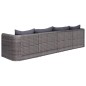 4-tlg. Garten-Sofagarnitur mit Kissen Grau Poly Rattan 4-tlg. Garten-Sofagarnitur mit Kissen Grau Poly Rattan