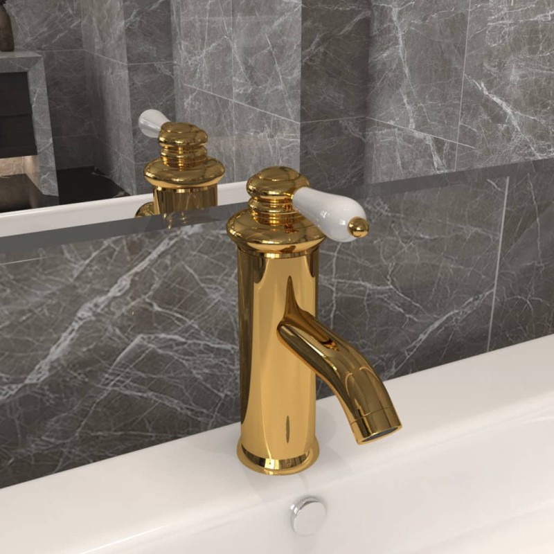 vidaXL Waschtischarmatur Golden 130x180 mm vidaXL Waschtischarmatur Golden 130x180 mm
