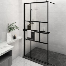 vidaXL Duschwand mit Ablage für Walk-In-Dusche Schwarz 115x195 cm ESG