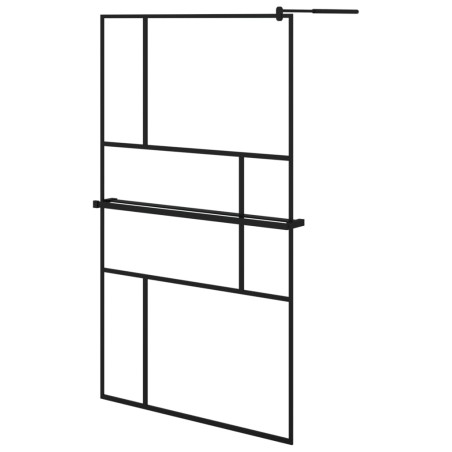 vidaXL Duschwand mit Ablage für Walk-In-Dusche Schwarz 115x195 cm ESG