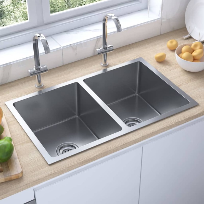 vidaXL Handgemachte Einbauspüle Edelstahl vidaXL Handgemachte Einbauspüle Edelstahl
