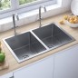 vidaXL Handgemachte Einbauspüle Edelstahl vidaXL Handgemachte Einbauspüle Edelstahl