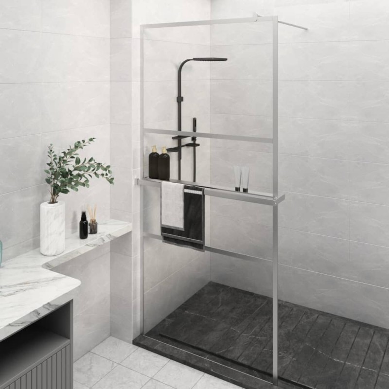 vidaXL Duschwand mit Ablage für Walk-In-Dusche Chrom 80x195 cm ESG vidaXL Duschwand mit Ablage für Walk-In-Dusche Chrom 80x195 cm ESG