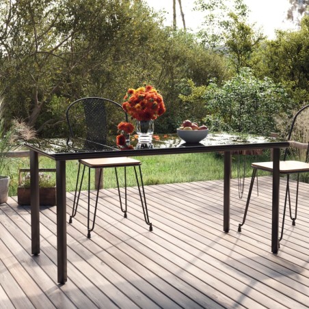 vidaXL Garten-Esstisch Schwarz 160x80x74 cm Stahl und Hartglas