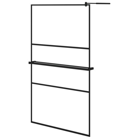 vidaXL Duschwand mit Ablage für Walk-In-Dusche Schwarz 115x195 cm ESG