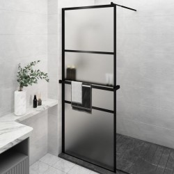 vidaXL Duschwand mit Ablage für Walk-In-Dusche Schwarz 80x195 cm ESG