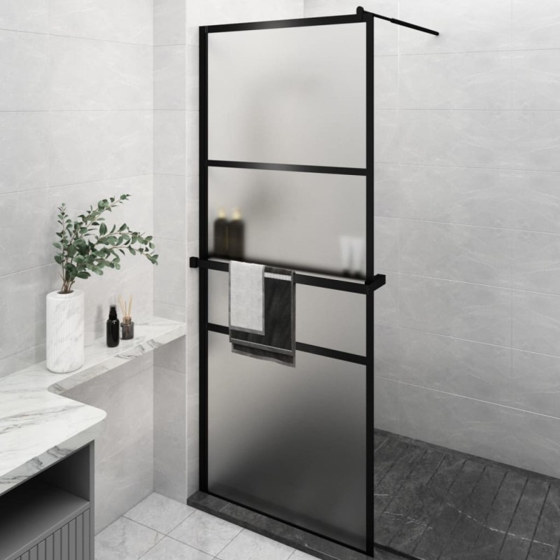 vidaXL Duschwand mit Ablage für Walk-In-Dusche Schwarz 80x195 cm ESG vidaXL Duschwand mit Ablage für Walk-In-Dusche Schwarz 80x195 cm ESG