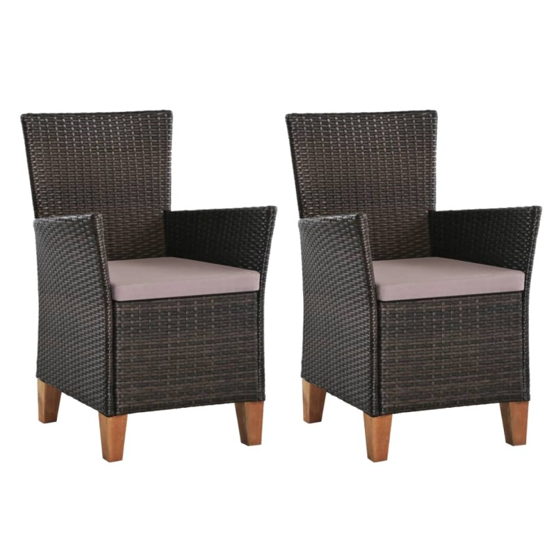 vidaXL Gartenstühle mit Polstern 2 Stk. Poly Rattan Braun vidaXL Gartenstühle mit Polstern 2 Stk. Poly Rattan Braun