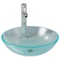 vidaXL Badezimmer Waschbecken mit Wasserhahn und Ablaufgarnitur aus mattiertem, gehärtetem Glas vidaXL Badezimmer Waschbecken mit Wasserhahn und Ablaufgarnitur aus mattiertem, gehärtetem Glas