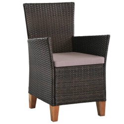 vidaXL Gartenstühle mit Polstern 2 Stk. Poly Rattan Braun