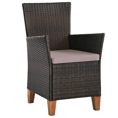 vidaXL Gartenstühle mit Polstern 2 Stk. Poly Rattan Braun