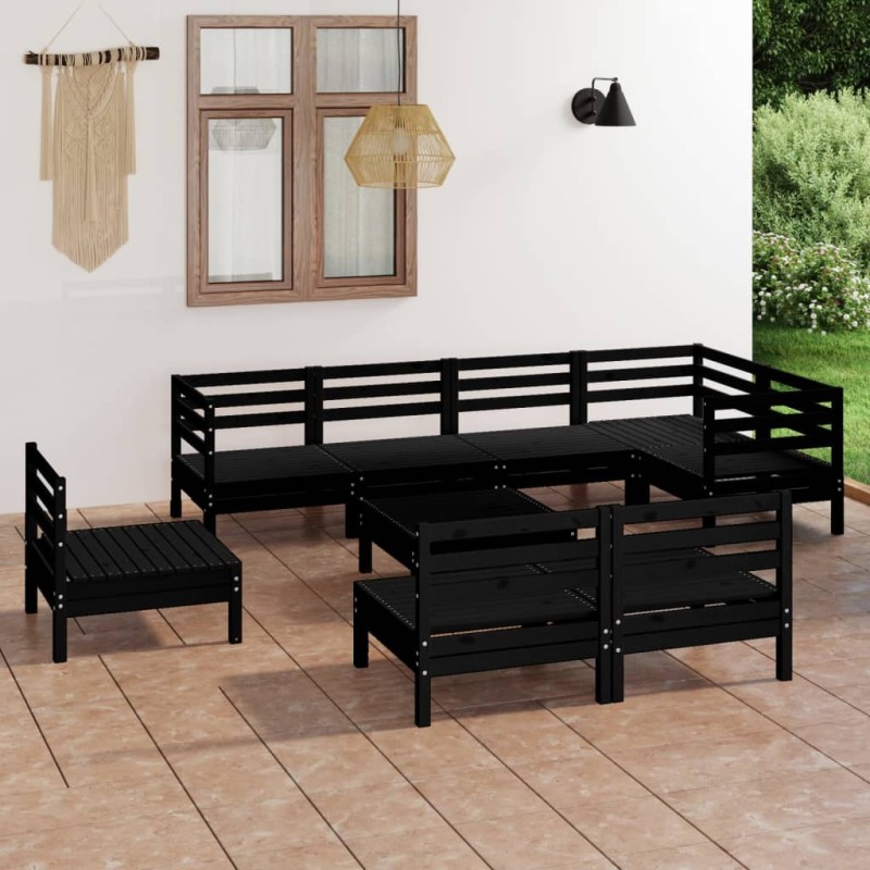 vidaXL 9-tlg. Garten-Lounge-Set Massivholz Kiefer Schwarz vidaXL 9-tlg. Garten-Lounge-Set Massivholz Kiefer Schwarz