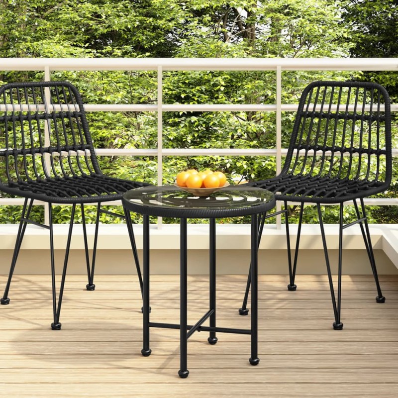 vidaXL Esstisch Schwarz Ø50 cm Hartglas und Stahl vidaXL Esstisch Schwarz Ø50 cm Hartglas und Stahl