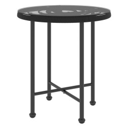 vidaXL Esstisch Schwarz Ø50 cm Hartglas und Stahl