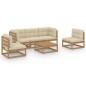 vidaXL 6-tlg. Garten-Lounge-Set mit Kissen Kiefer Massivholz vidaXL 6-tlg. Garten-Lounge-Set mit Kissen Kiefer Massivholz