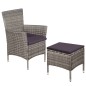 Gartenstuhl und Hocker mit Polstern Poly Rattan Grau Gartenstuhl und Hocker mit Polstern Poly Rattan Grau