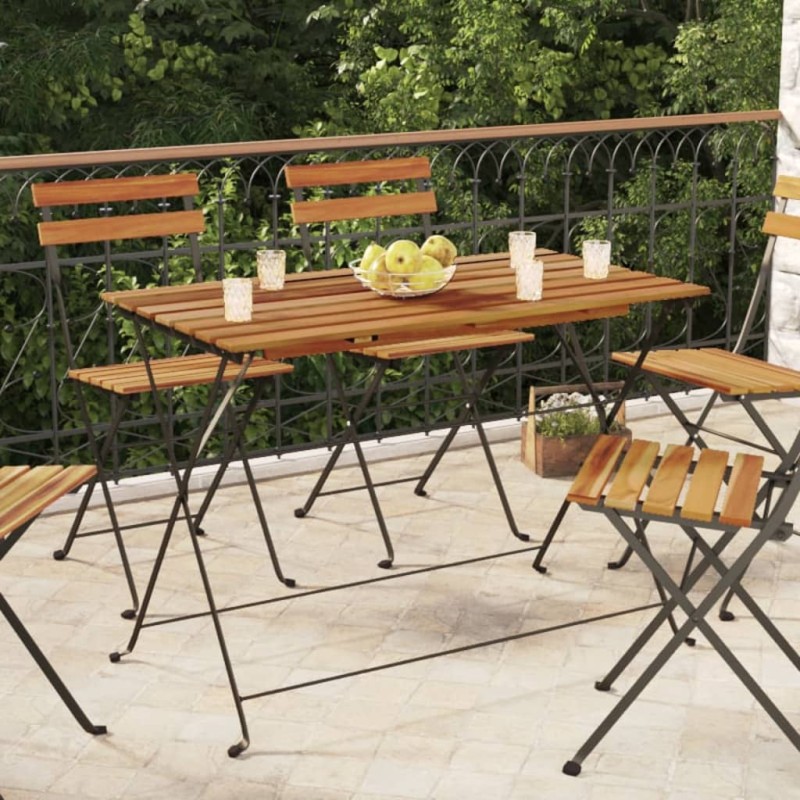vidaXL Bistrotisch Klappbar 100x54x71 cm Massivholz Akazie und Stahl vidaXL Bistrotisch Klappbar 100x54x71 cm Massivholz Akazie und Stahl