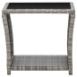 vidaXL Couchtisch Grau 45x45x40 cm Poly Rattan und Glas vidaXL Couchtisch Grau 45x45x40 cm Poly Rattan und Glas