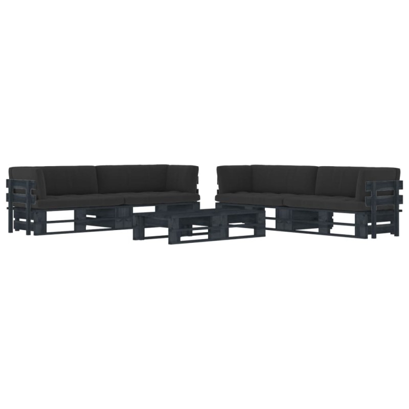 vidaXL 6-tlg. Paletten-Lounge-Set Schwarz Imprägniertes Kiefernholz vidaXL 6-tlg. Paletten-Lounge-Set Schwarz Imprägniertes Kiefernholz