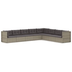 vidaXL 8-tlg. Garten-Lounge-Set mit Kissen Grau Poly Rattan