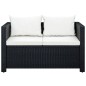 3-tlg. Garten-Lounge-Set mit Auflagen Poly Rattan Schwarz 3-tlg. Garten-Lounge-Set mit Auflagen Poly Rattan Schwarz