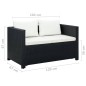 3-tlg. Garten-Lounge-Set mit Auflagen Poly Rattan Schwarz 3-tlg. Garten-Lounge-Set mit Auflagen Poly Rattan Schwarz