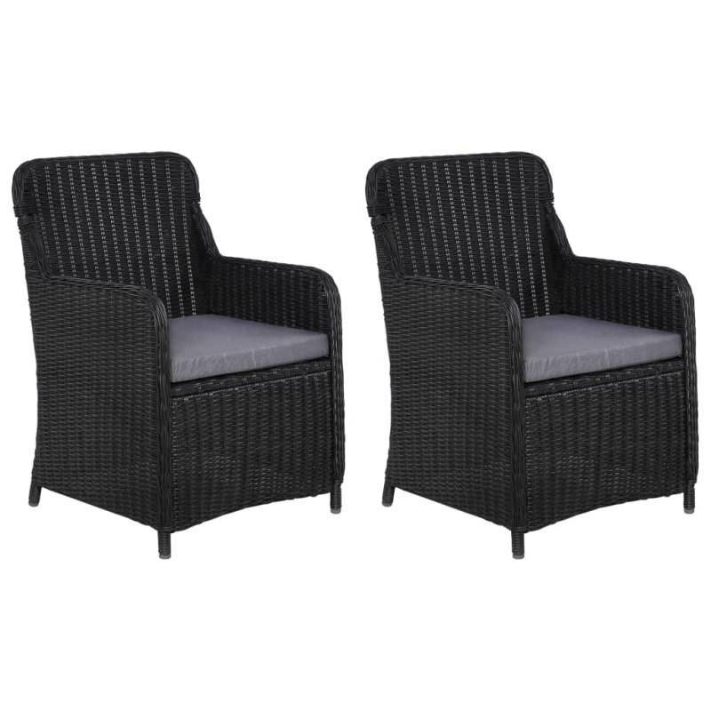 Gartenstühle mit Polster 2 Stk. Poly Rattan Schwarz Gartenstühle mit Polster 2 Stk. Poly Rattan Schwarz