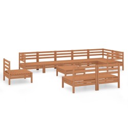 vidaXL 10-tlg. Garten-Lounge-Set Massivholz Kiefer Honigbraun