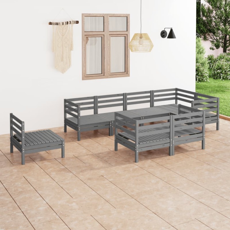 vidaXL 8-tlg. Garten-Lounge-Set Massivholz Kiefer Grau vidaXL 8-tlg. Garten-Lounge-Set Massivholz Kiefer Grau
