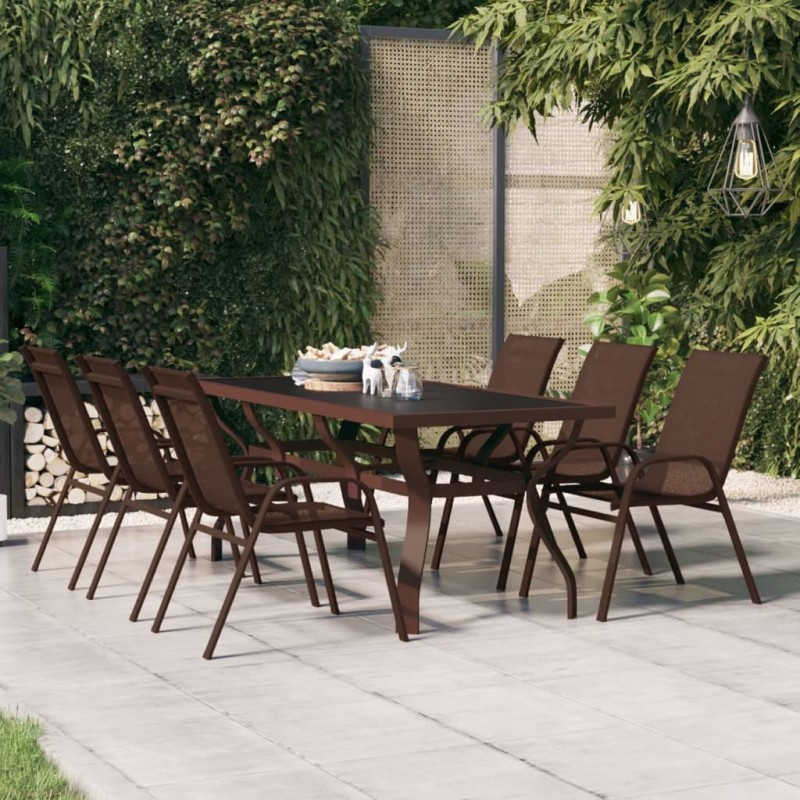vidaXL Gartentisch Braun und Schwarz 180x80x70 cm Stahl und Glas vidaXL Gartentisch Braun und Schwarz 180x80x70 cm Stahl und Glas