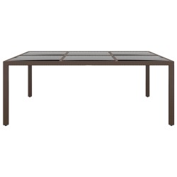 vidaXL Gartentisch mit Glasplatte Braun 200x150x75 cm Rattan