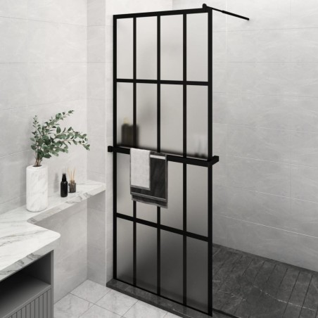 vidaXL Duschwand mit Ablage für Walk-In-Dusche Schwarz 80x195 cm ESG