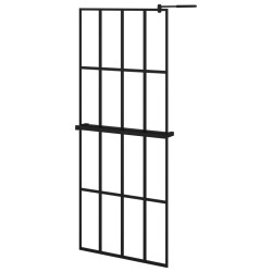 vidaXL Duschwand mit Ablage für Walk-In-Dusche Schwarz 80x195 cm ESG