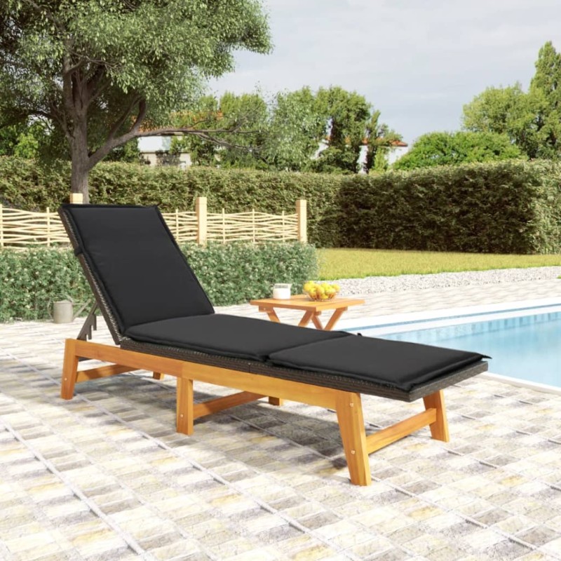 vidaXL Sonnenliege mit Tisch Poly Rattan und Massivholz Akazie vidaXL Sonnenliege mit Tisch Poly Rattan und Massivholz Akazie