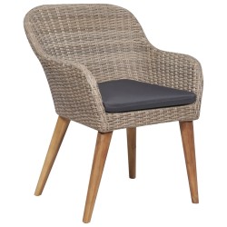 vidaXL Gartenstühle mit Polstern 2 Stk. Poly Rattan Braun 