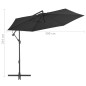vidaXL Ampelschirm mit Alu-Mast 300 cm Schwarz vidaXL Ampelschirm mit Alu-Mast 300 cm Schwarz
