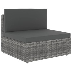 vidaXL 5-tlg. Garten-Lounge-Set mit Kissen Grau Poly Rattan