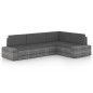 vidaXL 4-tlg. Garten-Lounge-Set mit Kissen Grau Poly Rattan vidaXL 4-tlg. Garten-Lounge-Set mit Kissen Grau Poly Rattan