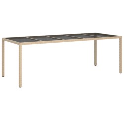 vidaXL Gartentisch Beige 250x100x75 cm Hartglas und Poly Rattan