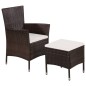 Gartenstuhl und Hocker mit Polstern Poly Rattan Braun Gartenstuhl und Hocker mit Polstern Poly Rattan Braun