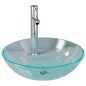 vidaXL Waschbecken mit Wasserhahn und Ablaufgarnitur aus gehärtetem Klarglas vidaXL Waschbecken mit Wasserhahn und Ablaufgarnitur aus gehärtetem Klarglas